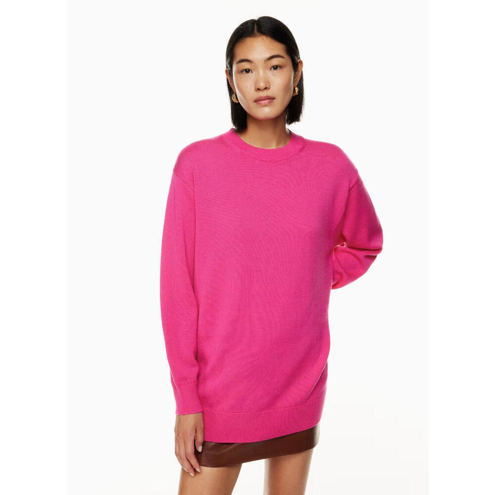 WILFRED S Small Hot Pink Pullover Knit Sweater Dress Tunic Women's Chic Wool